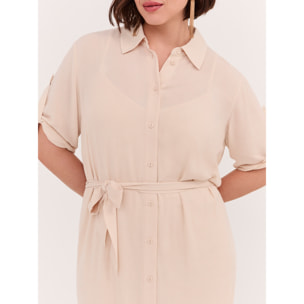 Fiorella Rubino - Vestito chemisier Power in viscosa - Beige