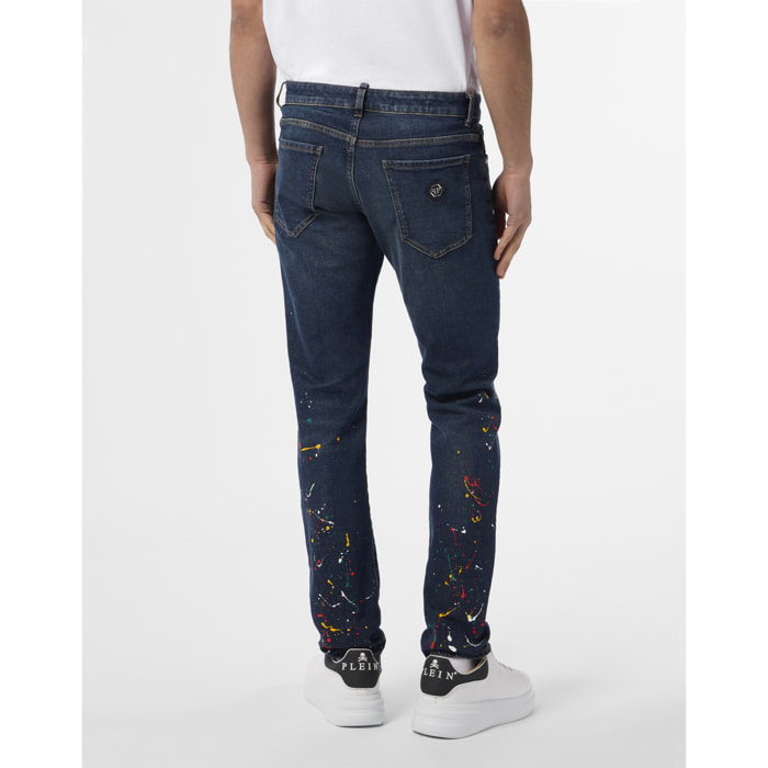 PHILIPP PLEIN Super Straight Cut Jeans Paint