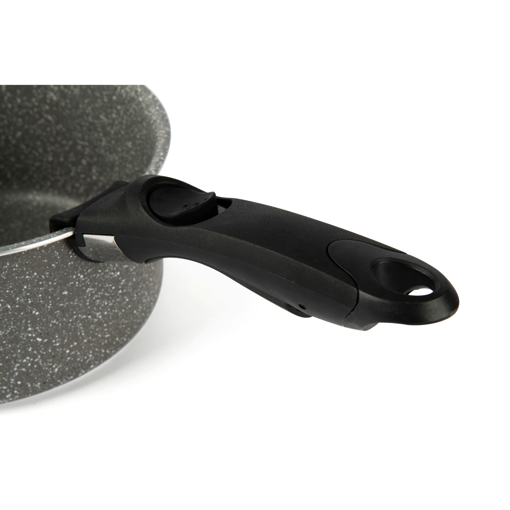 Lot de 3 casseroles 16-18-20 cm à poignées amovibles Excelsa- Country Rock, Aluminium Gris