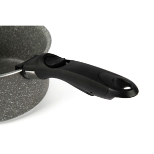 Lot de 3 casseroles 16-18-20 cm à poignées amovibles Excelsa- Country Rock, Aluminium Gris