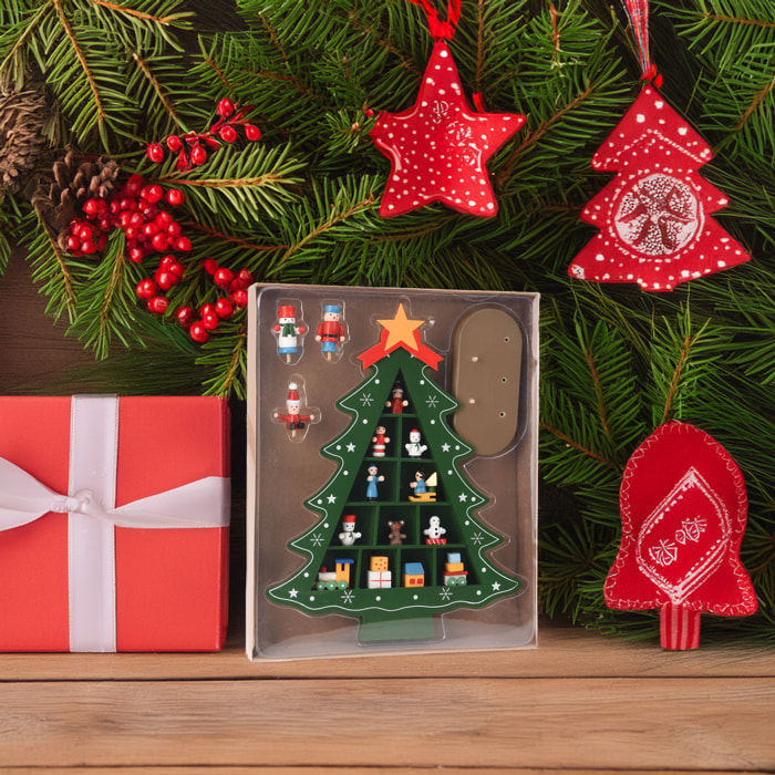 árbol de madera con decoración colgante en color verde h. 30,5cm