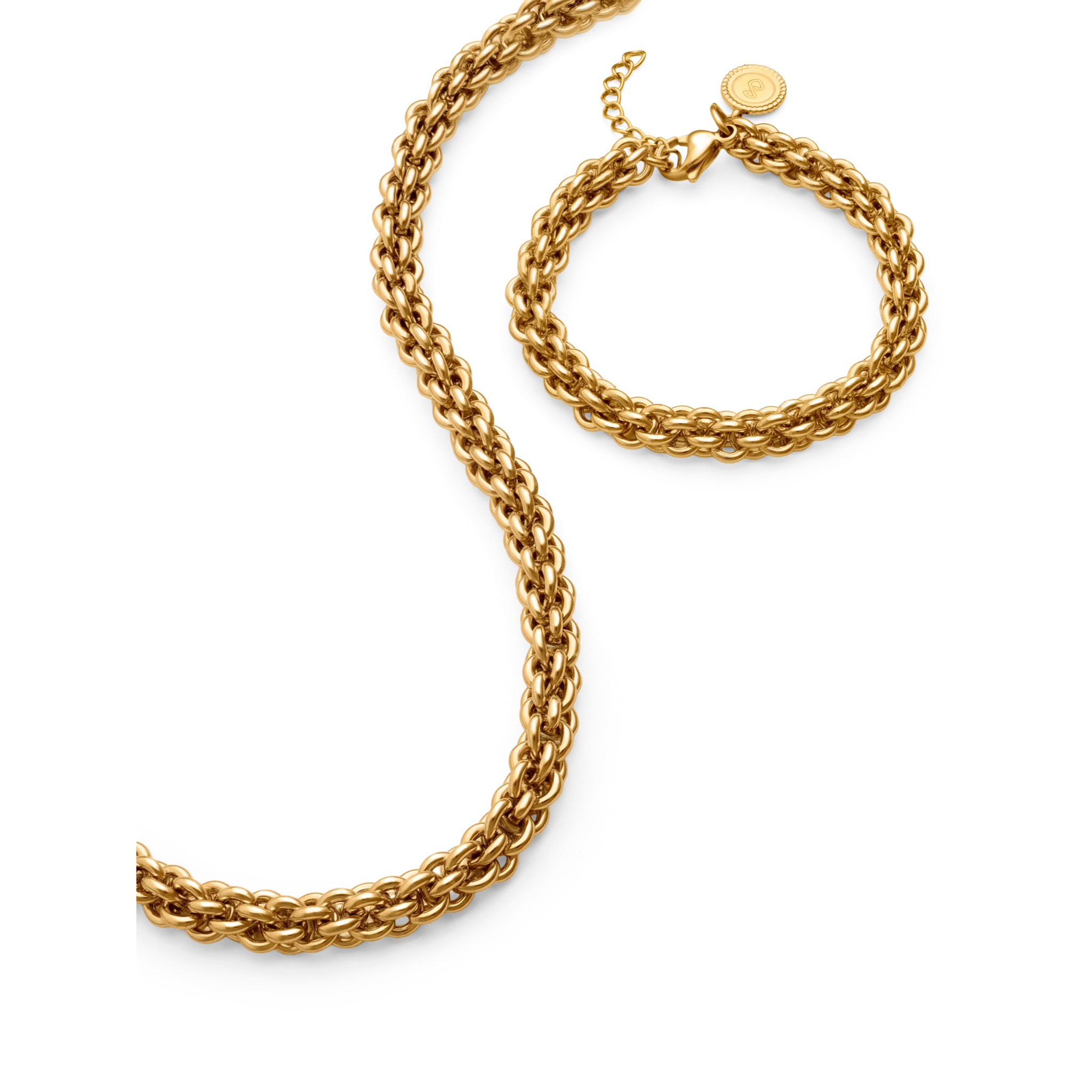 Pack Regalo Collar  Big Rope y Pulsera Big Rope Acero Baño Oro