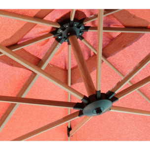 Parasol déporté 4x3m - effet bois - Terracotta - TOPAZE