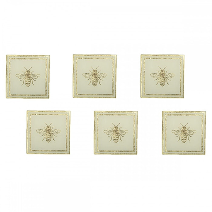 SET DE 6 DESSOUS DE VERRE ABEILLE
