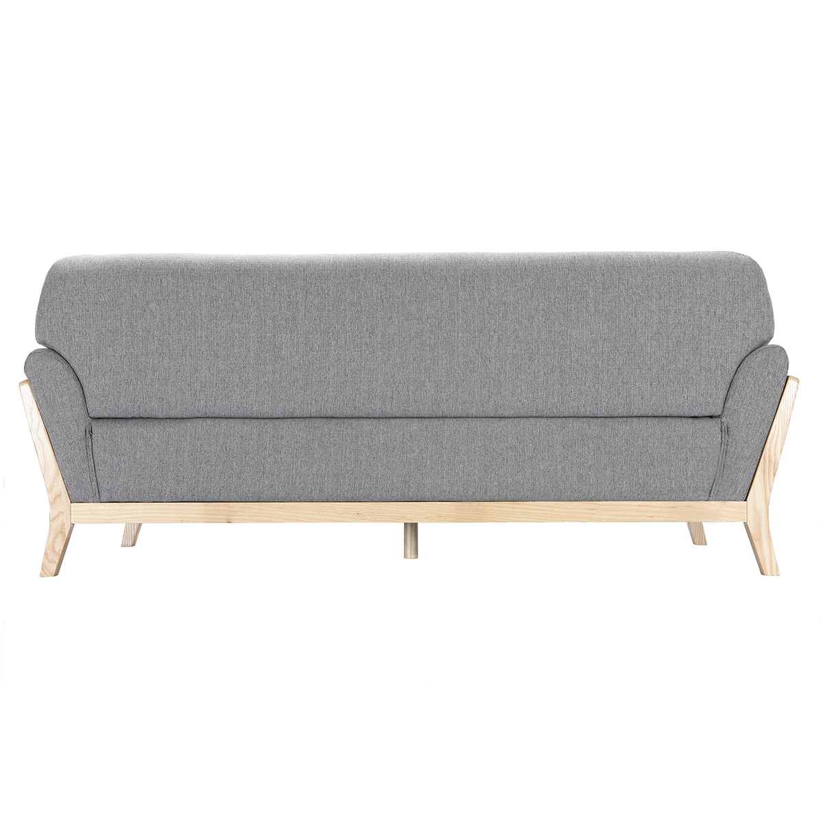 Canapé scandinave 3 places en tissu gris et bois clair YOKO