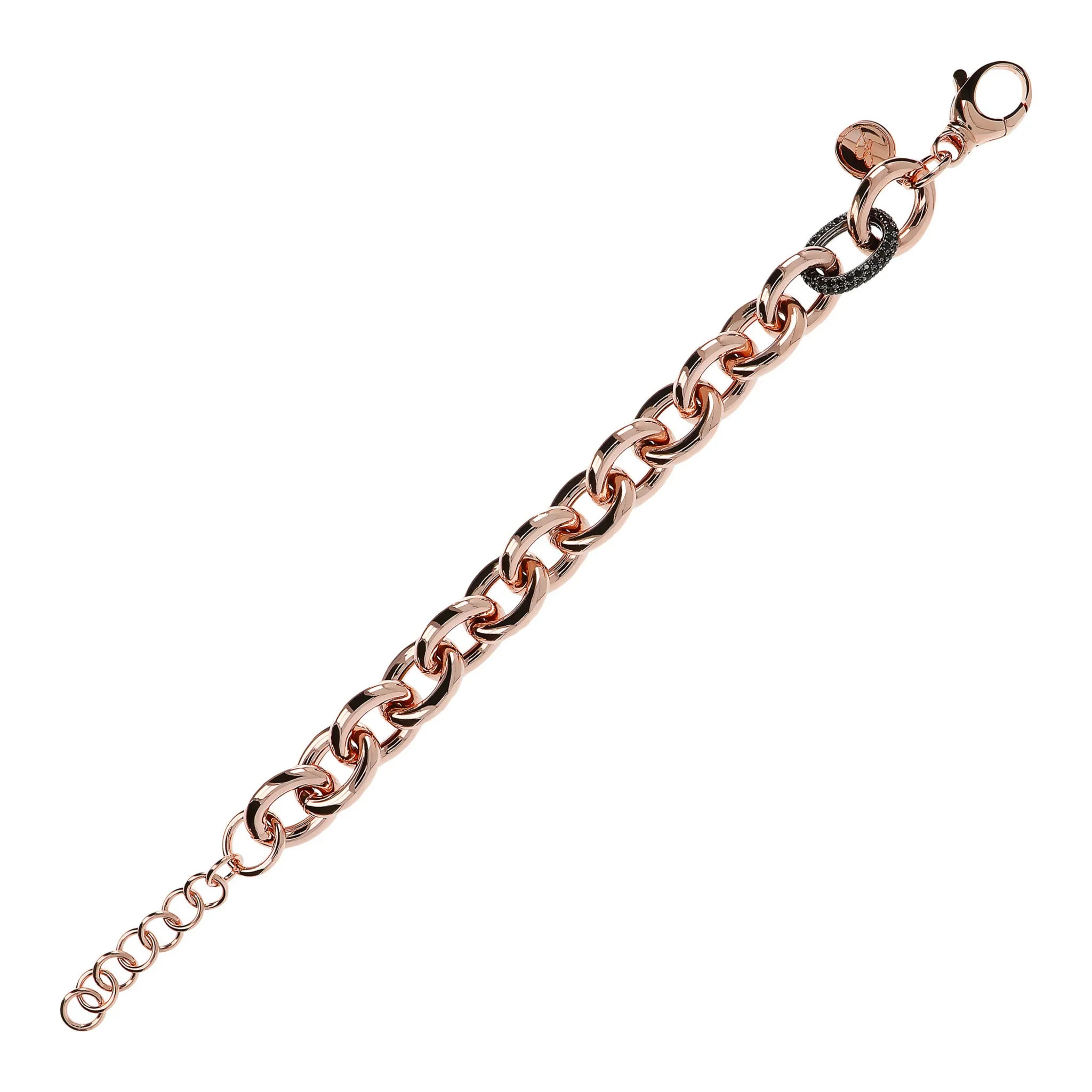 Bracciale Catena Rolo Maxi Maglie con Elemento Pavé in Cubic Zirconia