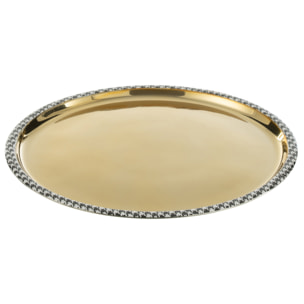J-Line plateau Rond Pied-De-Poule - acier inoxydable - or