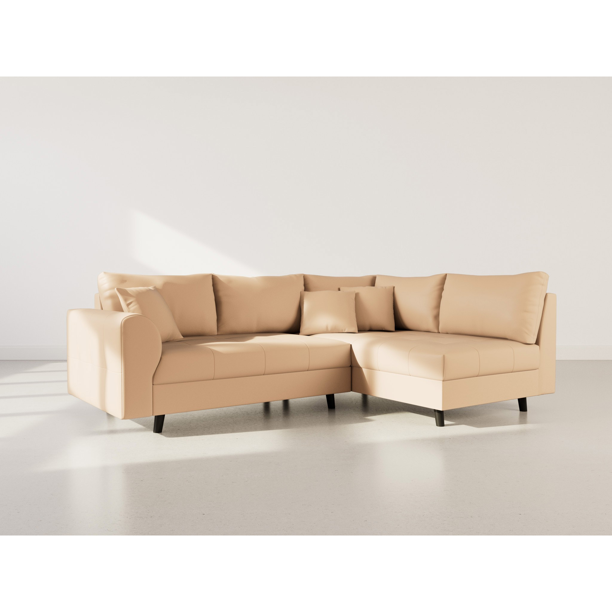 Rune - canapé d'angle droit 4 places en simili - Taupe