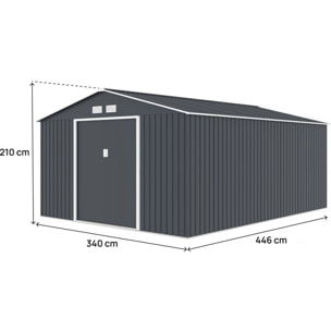 Abri de jardin métal "Vegas"- 15 m² - Gris