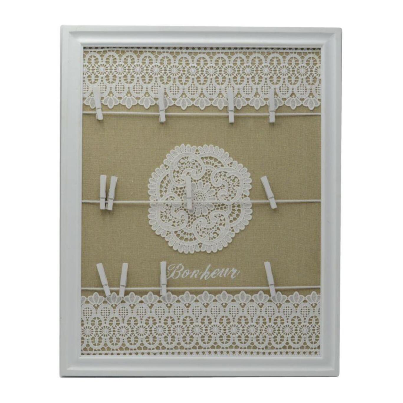 Portamemo in legno e pizzo rettangolare cm40x1,5h50