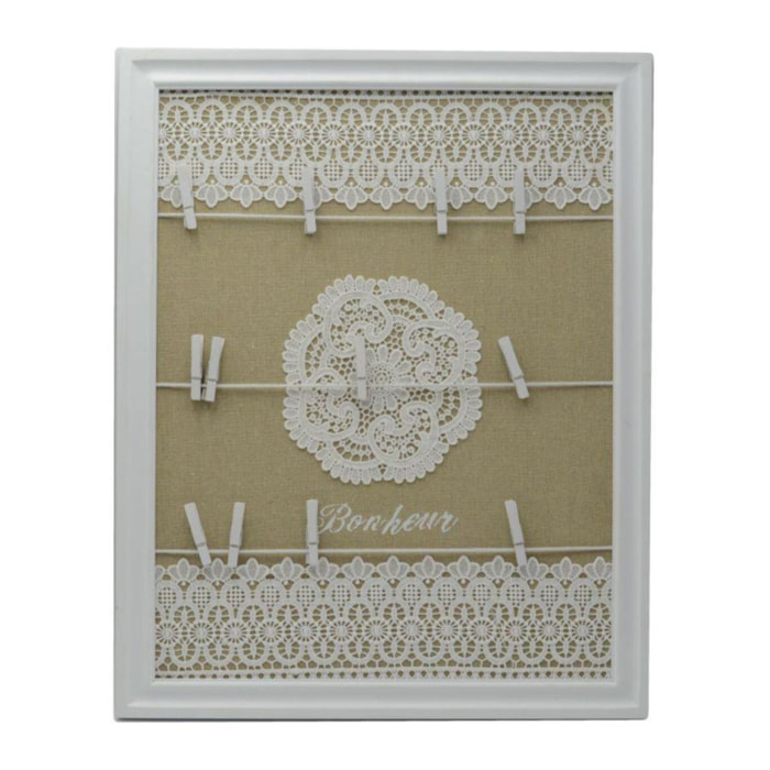 Portamemo in legno e pizzo rettangolare cm40x1,5h50