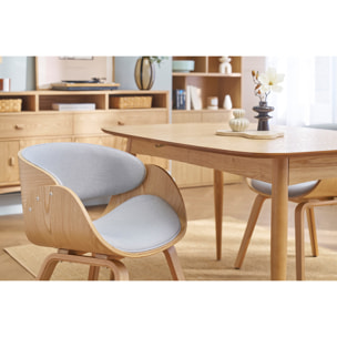 Chaise design en tissu gris et bois clair BENT