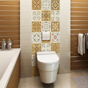 Stickers muraux - Sticker Mural Carrelage adhésif Cuisine Salle de Bain - 24 STICKERS CARREAUX DE CIMENT AZULEJOS BONIFACIO