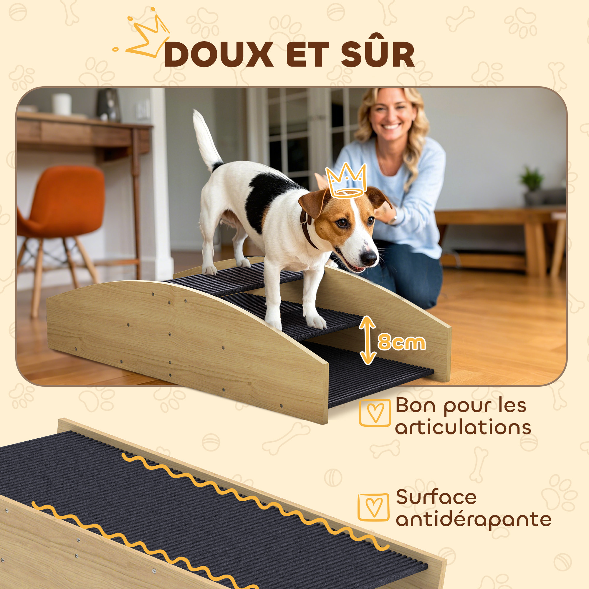 Bascule chien agility réversible escalier 2 en 1 bois
