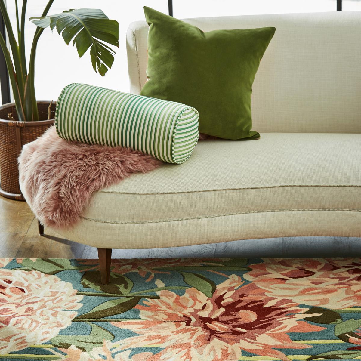 Tapis salon et chambre fait à la main en laine motif floral OLFI