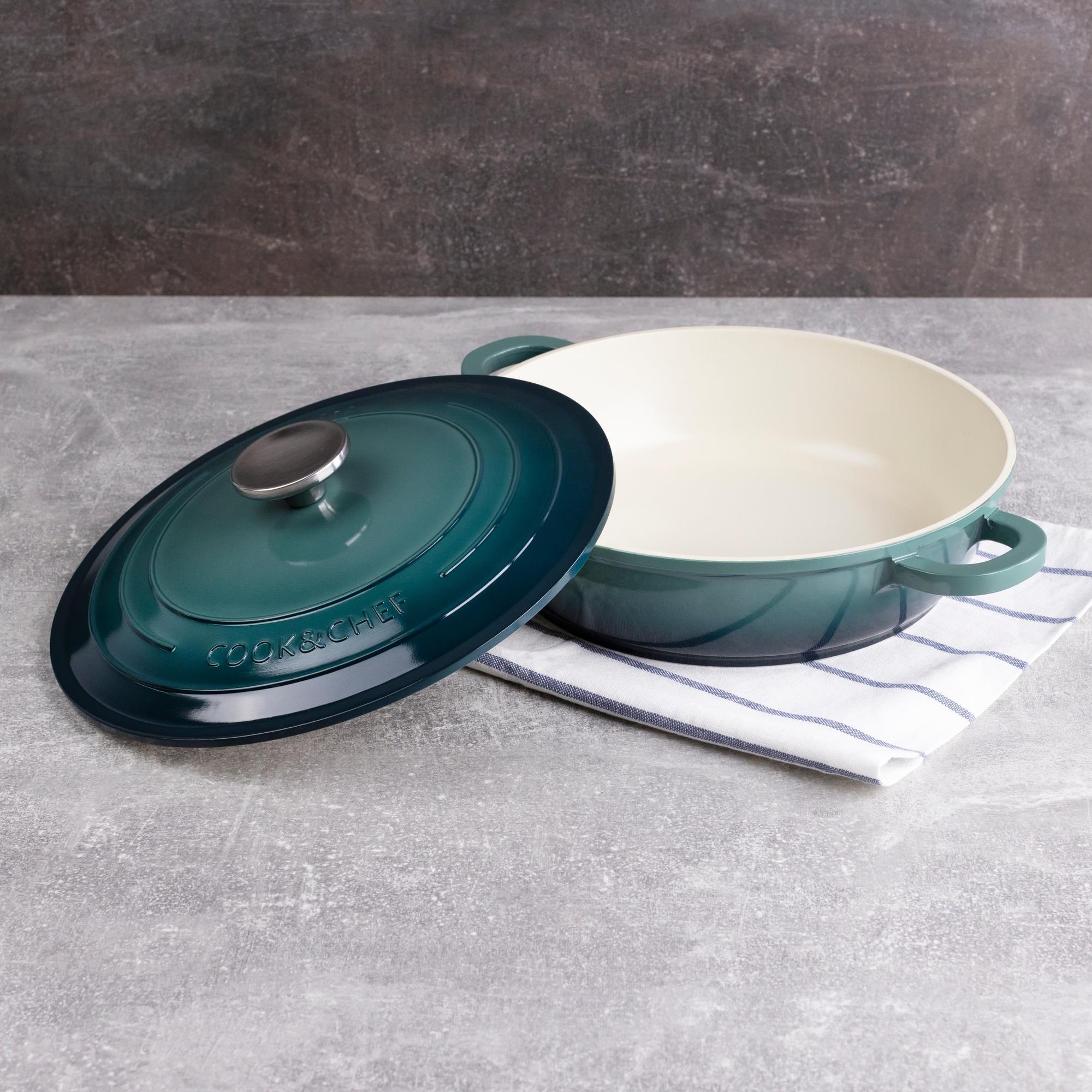 olla baja ø24x6,5cm 2,2l en aluminio fundido con tapa