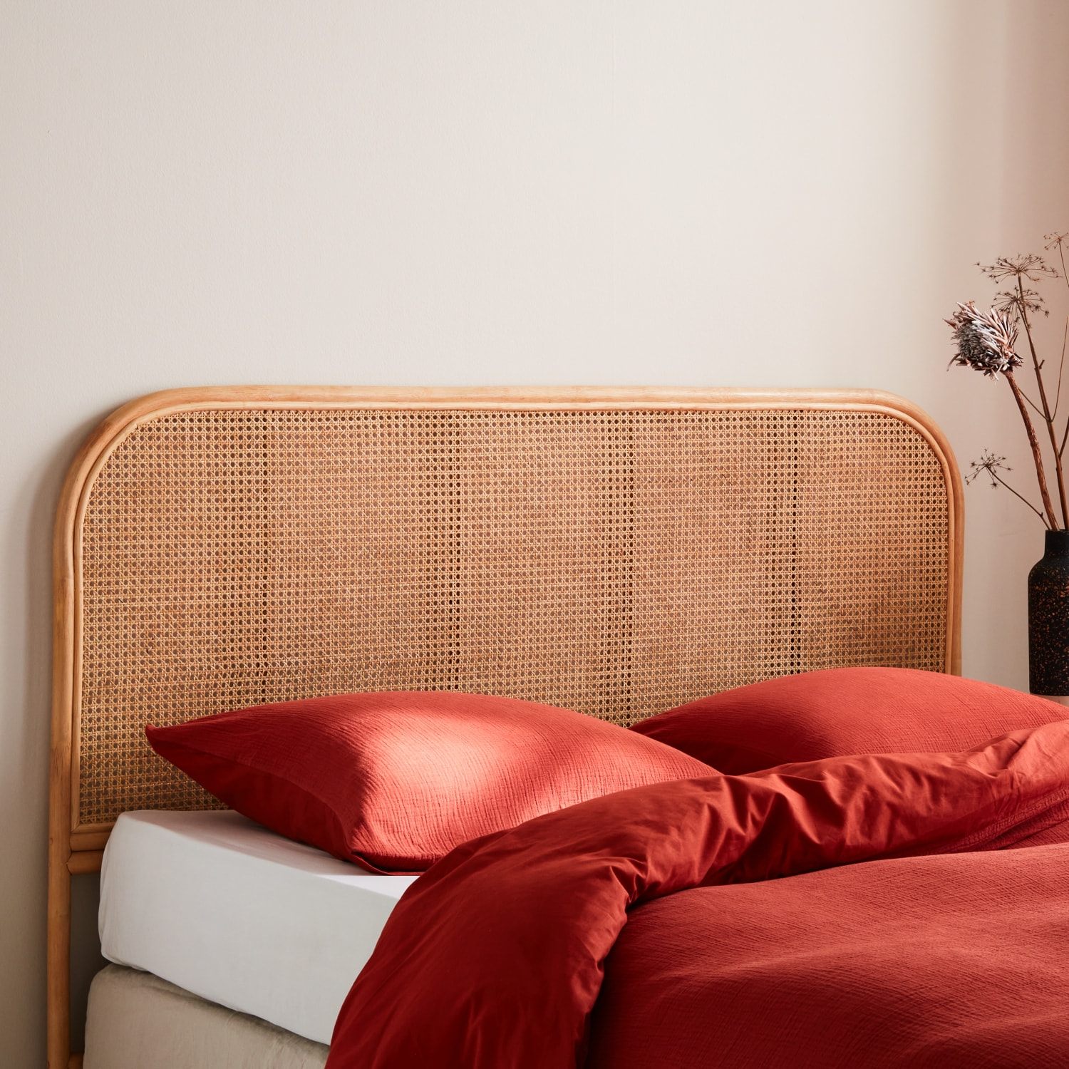 Tête de lit bohème rotin naturel et cannage SUMATRA