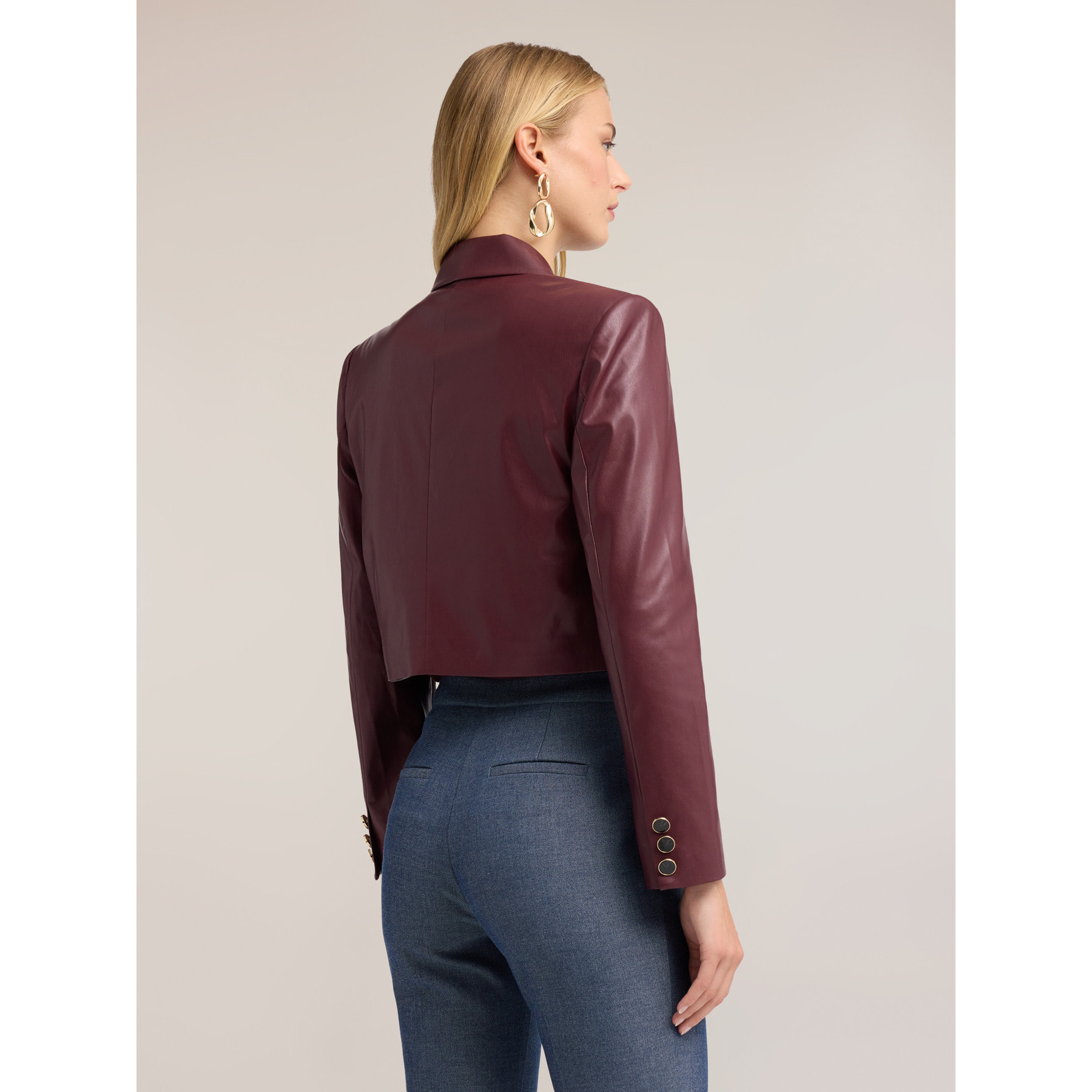 Motivi - Chaqueta Spencer en tejido revestido - Burgundy