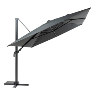 Parasol déporté rectangulaire "Melhia" anthracite avec LED 4 x 3m en aluminium acier et oléfine