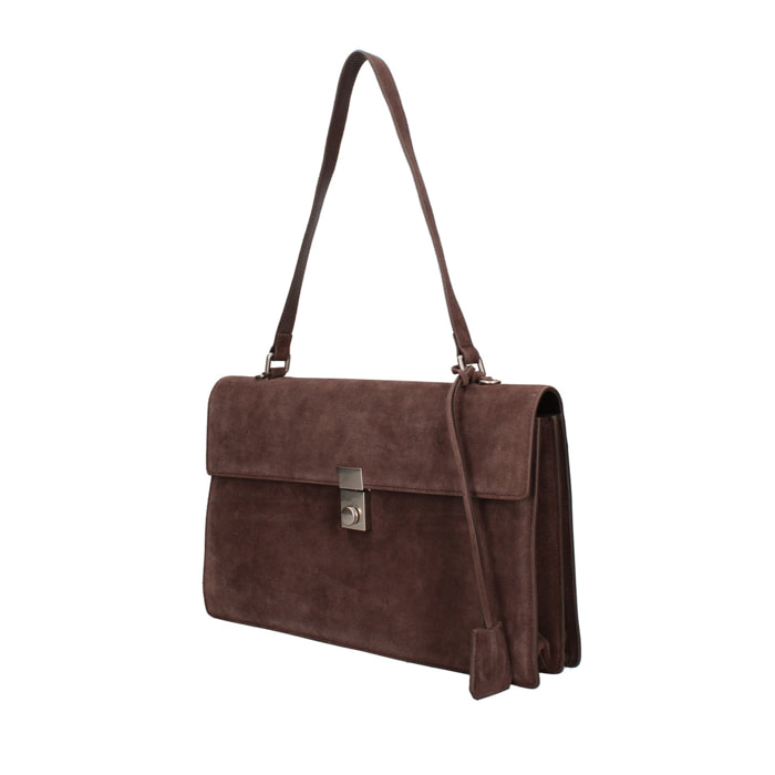 Borsa a spalla da donna Made in Italy - Lavinia Chic - Pelle Scamosciata - 34.5 x 21.0 x 10.0 cm