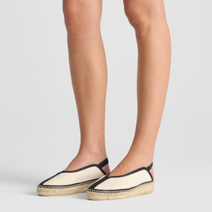 Alpargata plana Gio en algodón con ribete de cuero, tira elástica y mini cuña