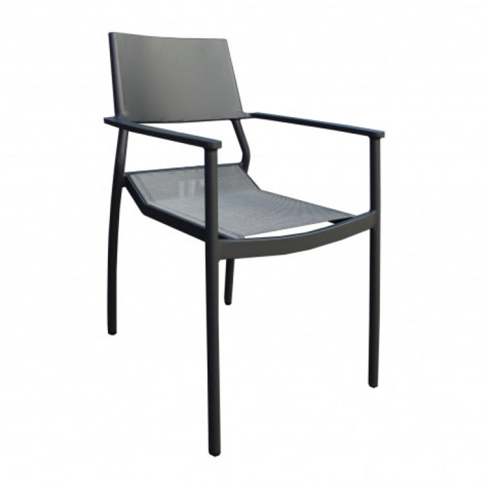Chaise de jardin en métal et textilène noir - OLAND