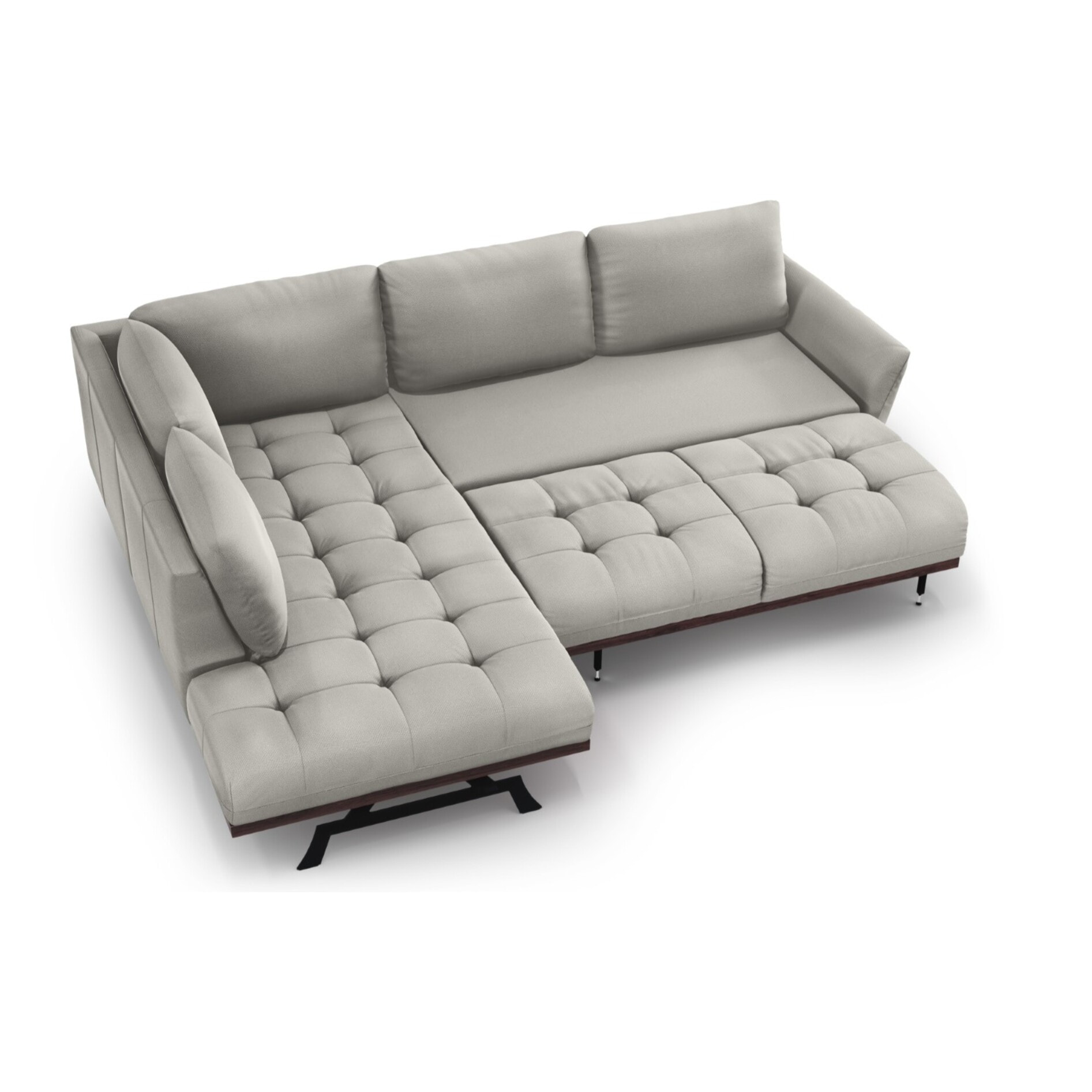 Canapé d'angle gauche convertible "Olivier" 5 places en tissu structurel gris clair