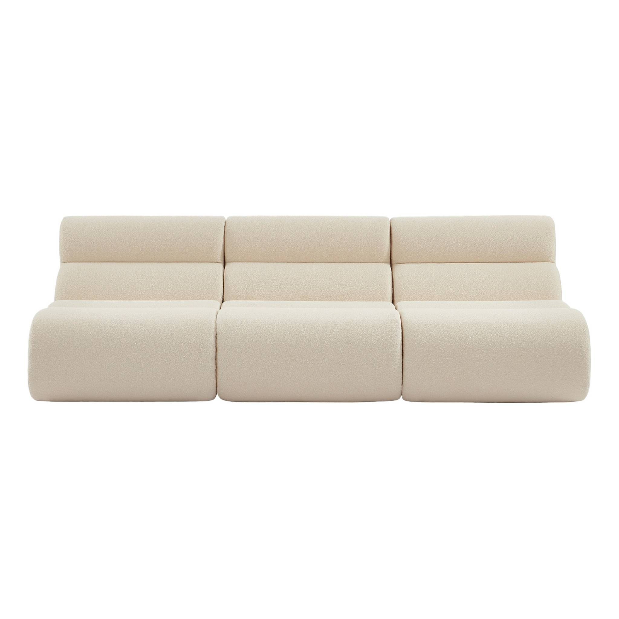 Lot de 3 chauffeuses bouclette texturée blanc 1 place - L 81 x P 99 x H 81cm - Nova
