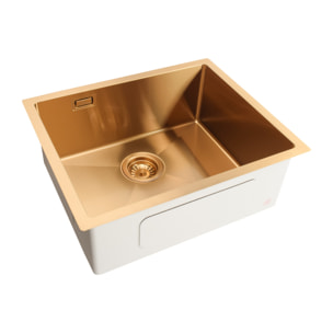 Timeless Évier de cuisine sous plan inox 304, 1 bac , 55x45x21 cm, Or brossé PVD