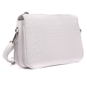 Arzergrande borsa a tracolla in pelle autentica dollaro con parte frontale in rilievo coccodrillo