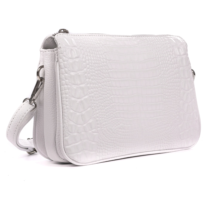 Arzergrande borsa a tracolla in pelle autentica dollaro con parte frontale in rilievo coccodrillo