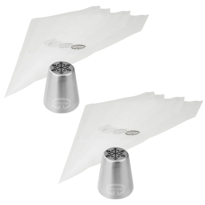 Ensemble de 8 poches à douille et embout flocon de neige en inox Dr.Oetker Baker Edition