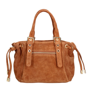 Borsa a mano da donna Made in Italy - Modello Elara Nova - Pelle scamosciata - 14.0 x 8.0 x 25.0 cm