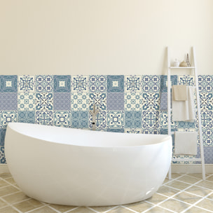 Stickers muraux - Sticker Mural Carrelage adhésif Cuisine Salle de Bain - 24 STICKERS CARRELAGES AZULEJOS LAURENZO