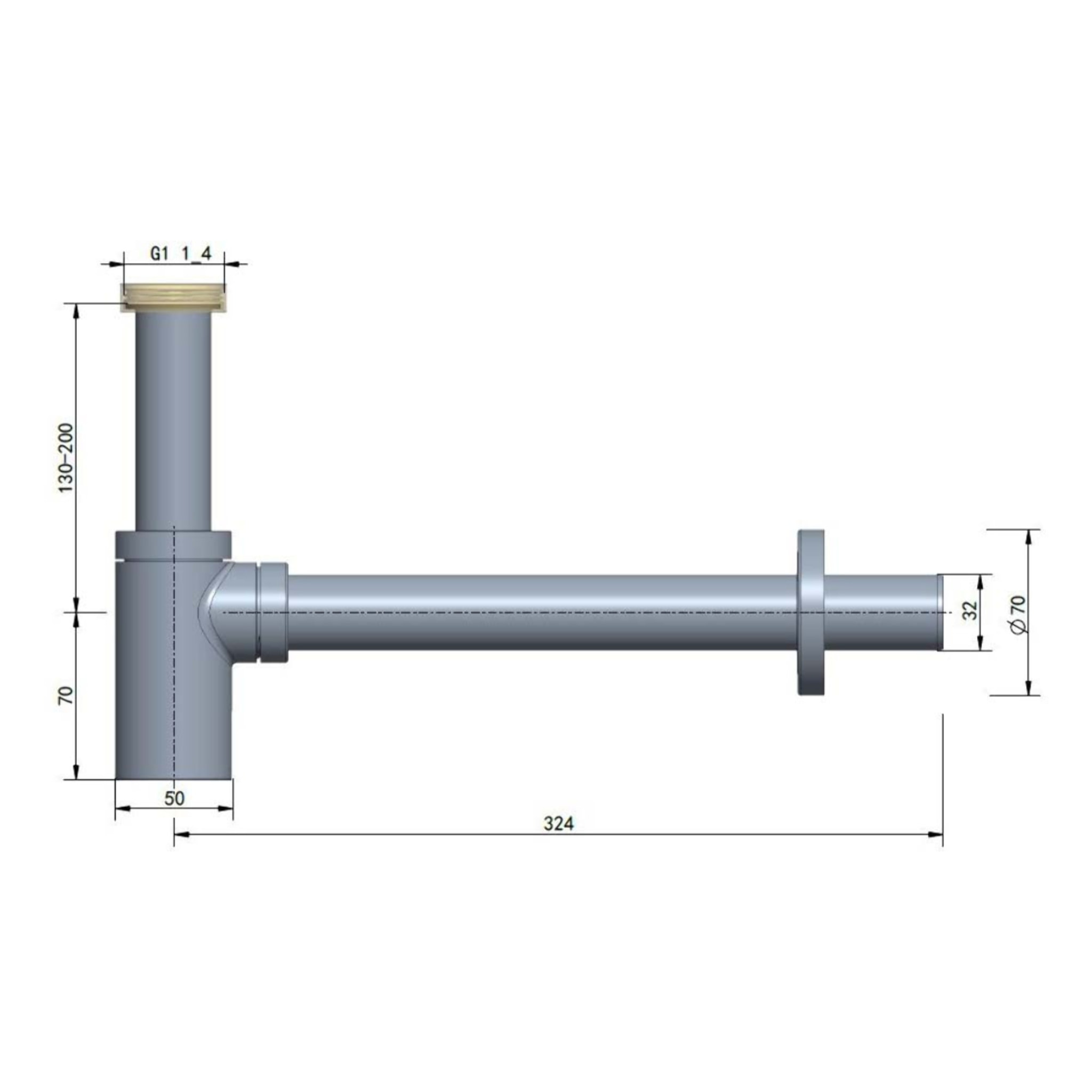 Siphon pour lavabo en laiton - 5/4 - noir mat - SAT - design
