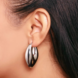 Orecchini a Cerchio Lucidi Design a Marquise placcati Rodio