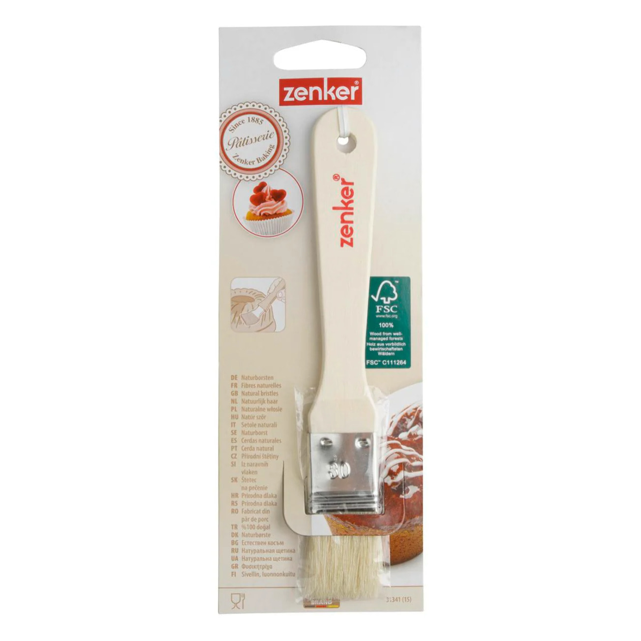 Pinceau de cuisine et de pâtisserie 18,5 cm en poils de porc Zenker Smart Pastry