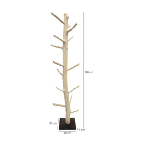 Porte manteau sur pied arbre en bois de teck brut H200 cm - BABAC