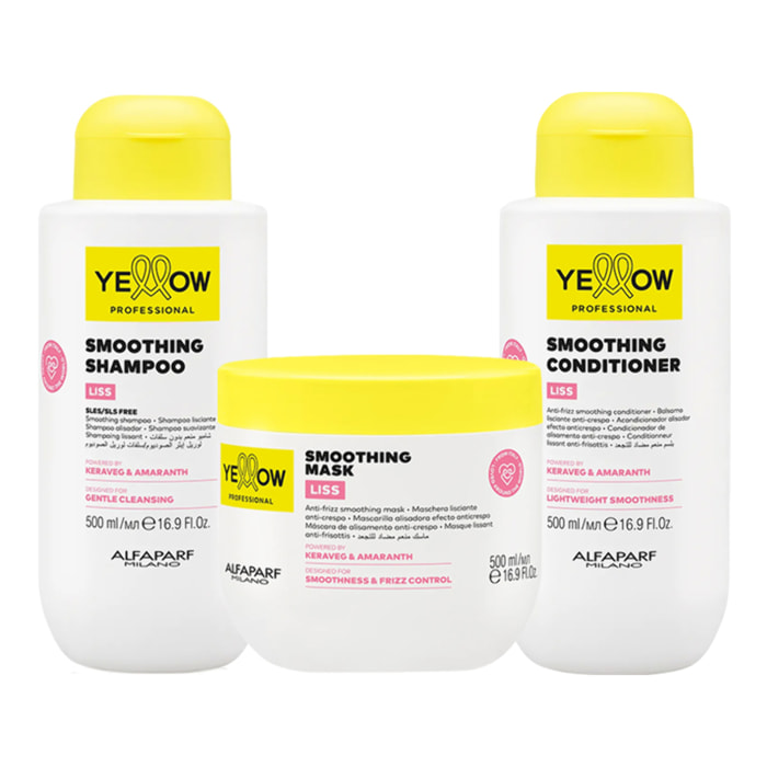 ALFAPARF Yellow Kit Liss Shampoo 500ml + Mask 500ml + Conditioner 500ml