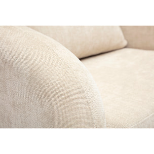 Fauteuil convertible en tissu effet velours texturé beige MAHAUT