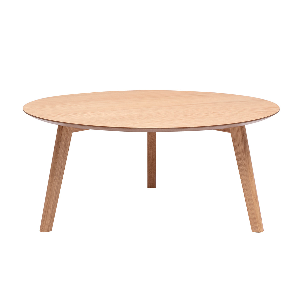 Table basse ronde scandinave bois clair chêne D90 cm ORKAD