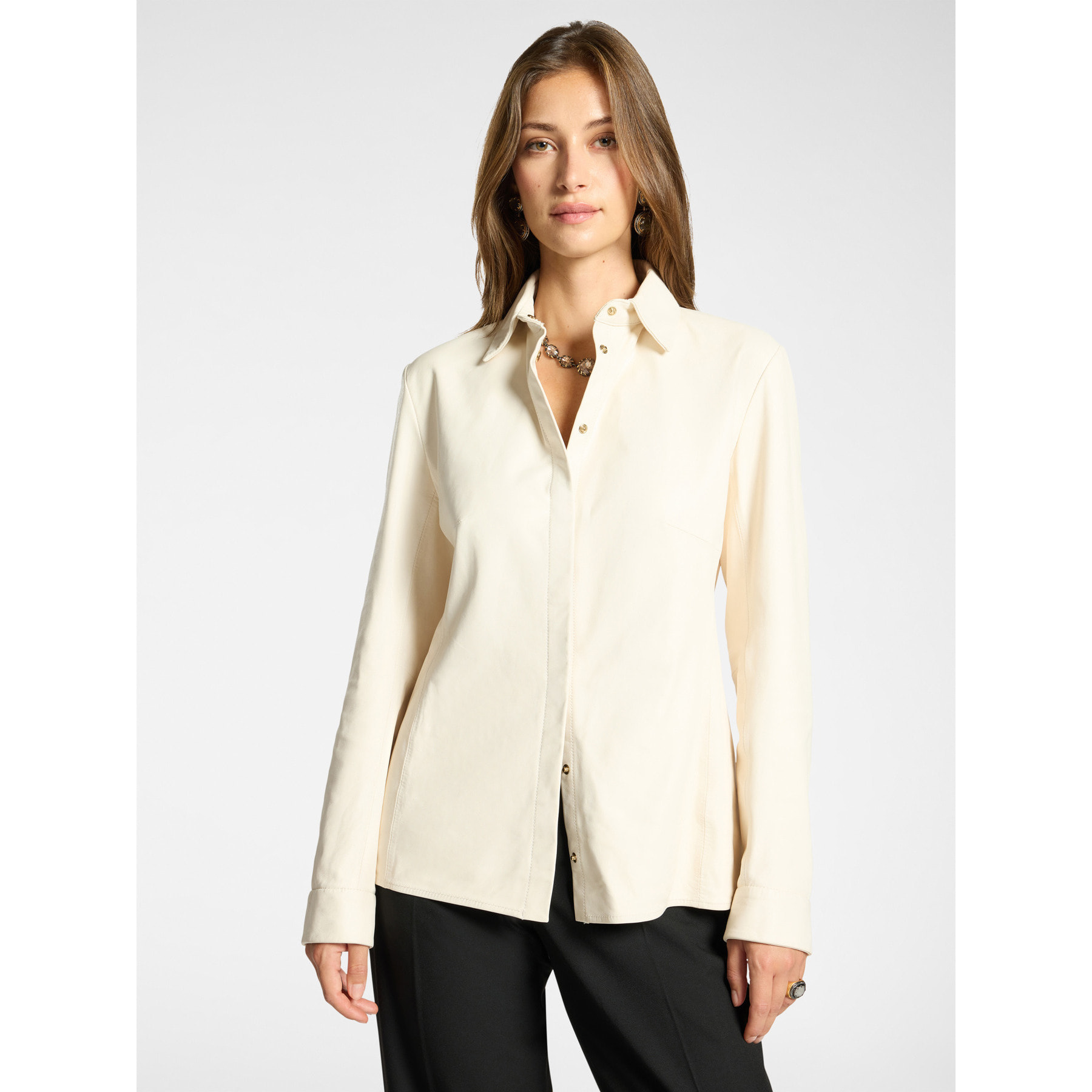 Elena Mirò - Camicia in pelle - Bianco