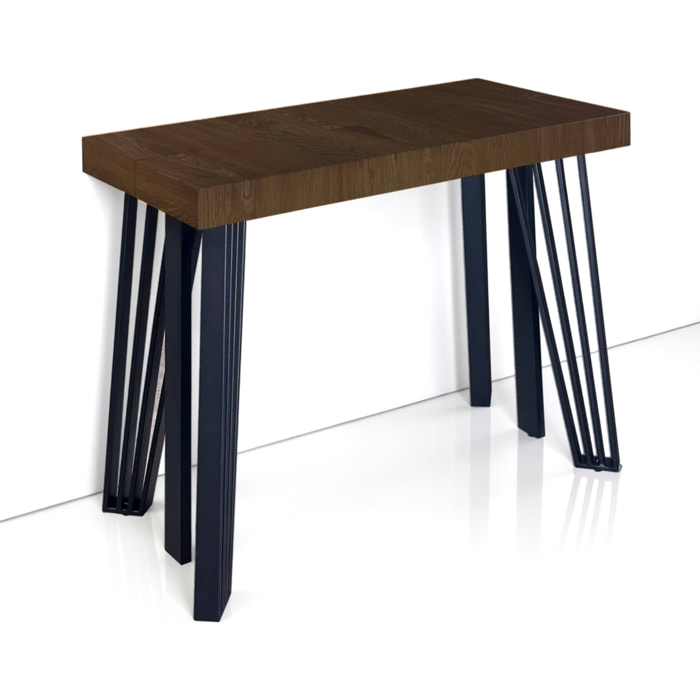 Console extensible Tomasucci EDNA, en MDF finition noyer, 45 × 90 × 76 cm