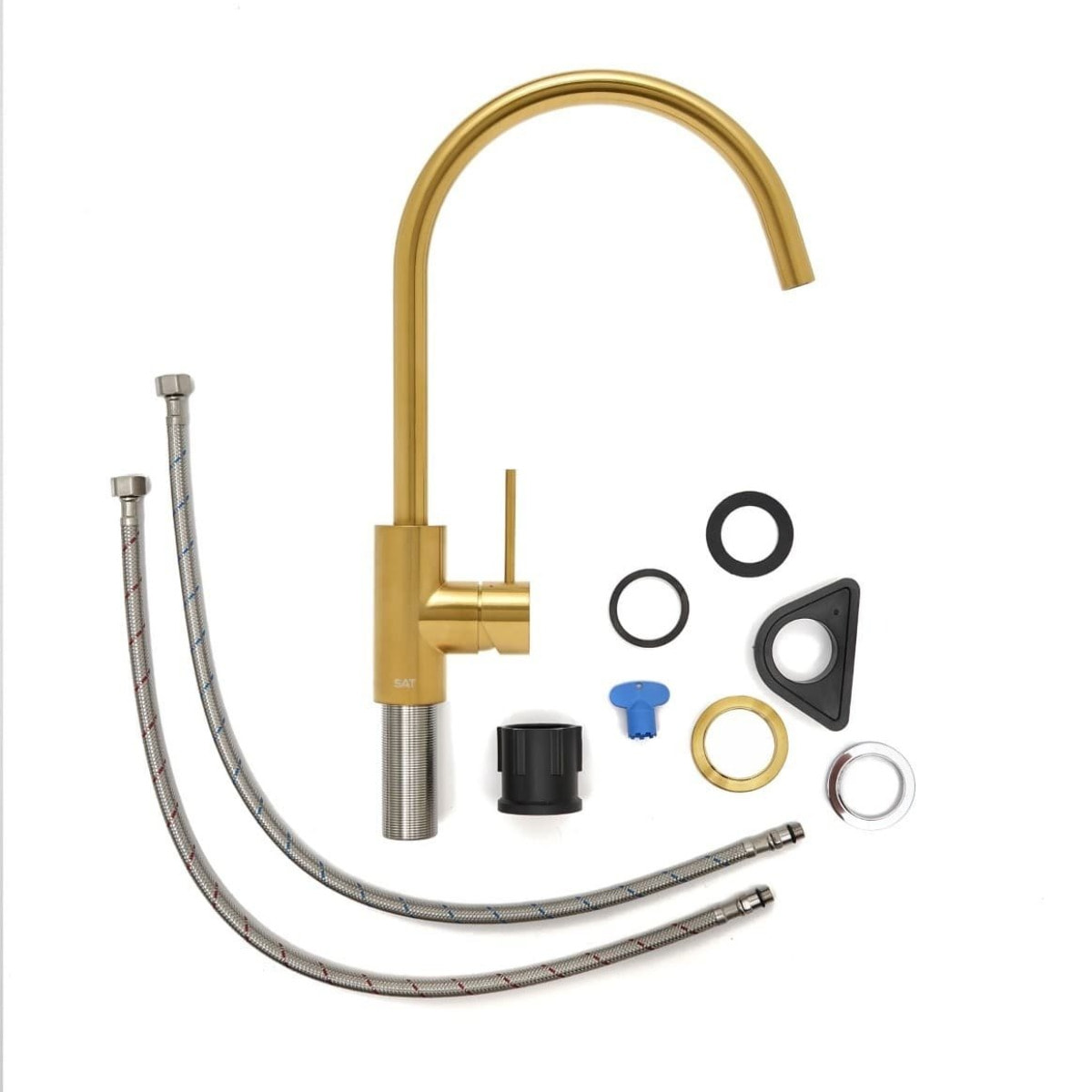 Aurum mitigeur évier à levier sur pied 36,3 cm avec bras pivotant, or brossé (SATBAUR280BG)