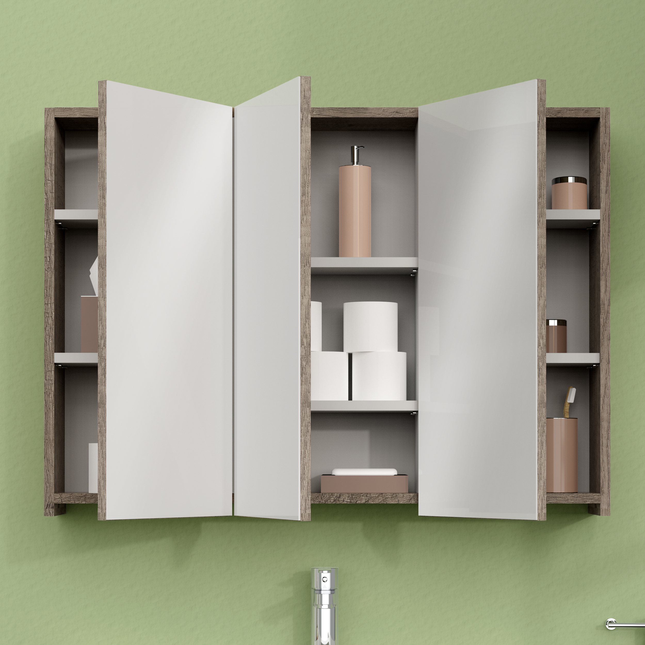 ARMOIRE DE TOILETTE, Alday, 90cm, Bois Nebraska