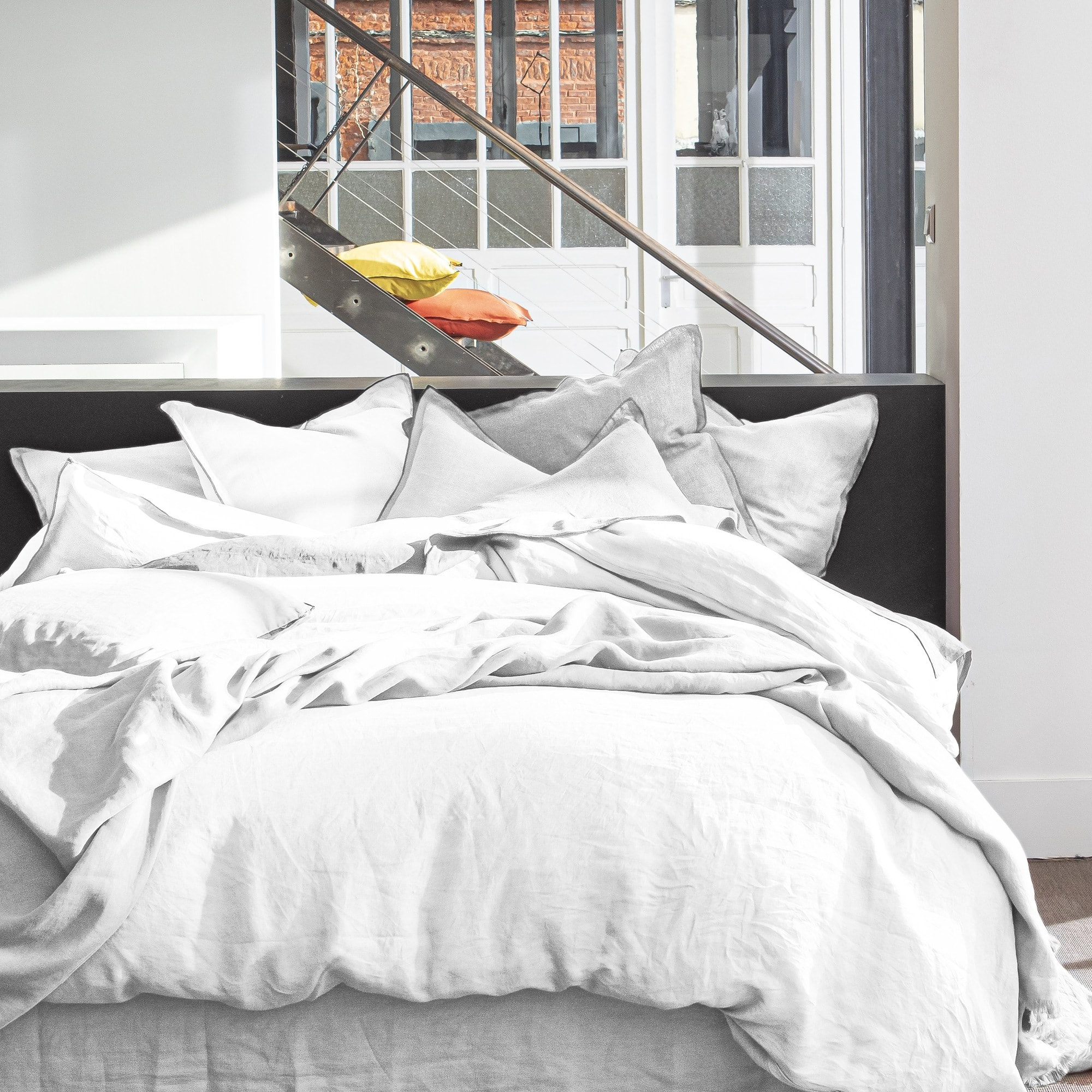 Housse De Couette 100% lin lavé Blanc Parfait