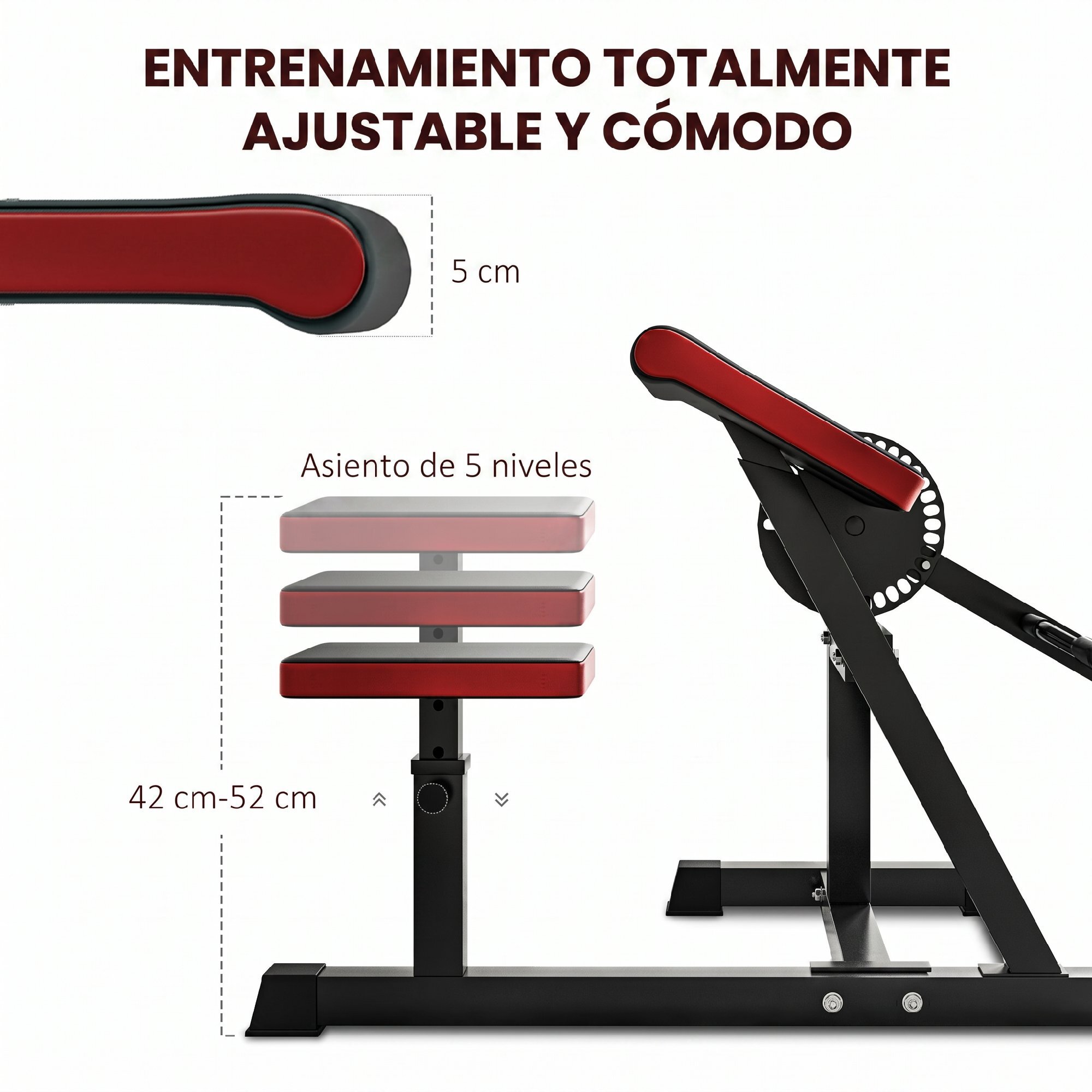 SPORTNOW Máquina de Bíceps y Tríceps 2 en 1, Banco de Curl de Predicador con Asiento Ajustable en Altura, Máquina de Curl de Bíceps y Extensión de Tríceps para Entrenamiento en Gimnasio, Casa