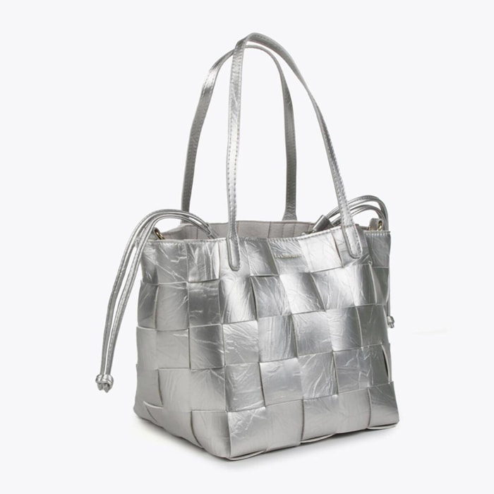 Borsa shopper intrecciata con texture