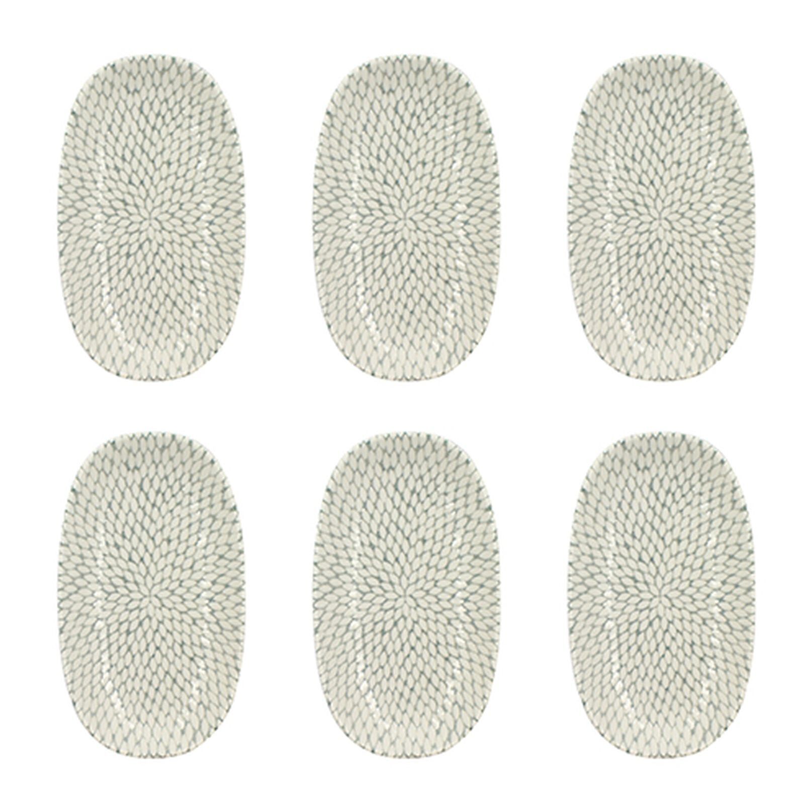 Lot de 6 assiettes ovales à motif en porcelaine 23,5cm JASMIN
