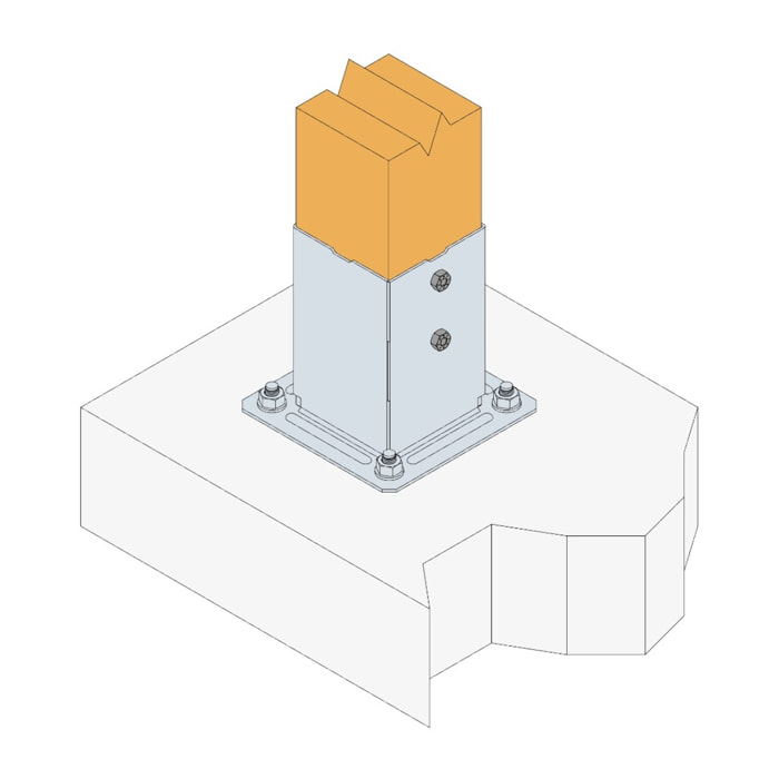 Pied de poteau carré SIMPSON de jardin à boulonner - 100 x 100 - PPJBT100